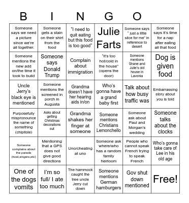 Thanksgiving Bingo Card
