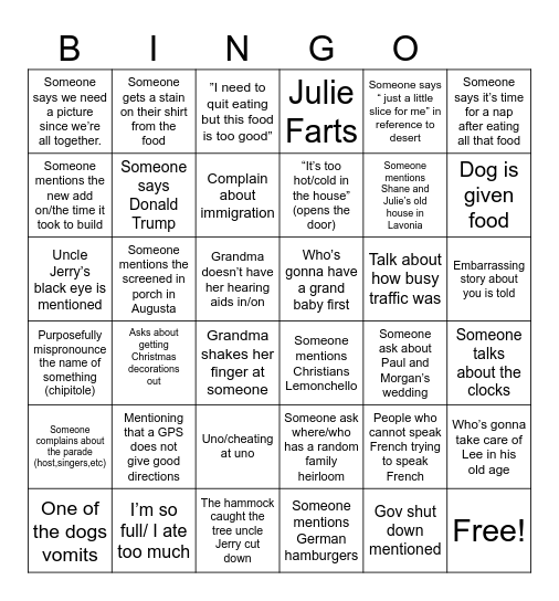 Thanksgiving Bingo Card