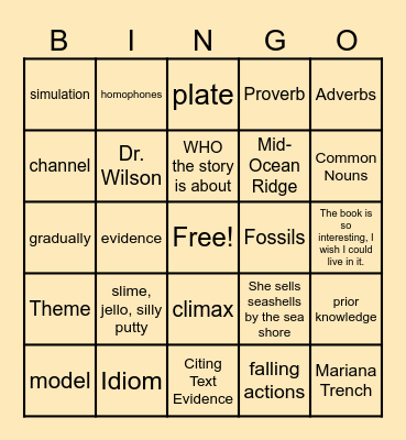 ELA REVIEW Bingo Card