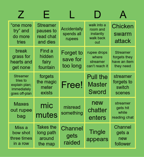 24 hr Zelda Bingo!! Bingo Card