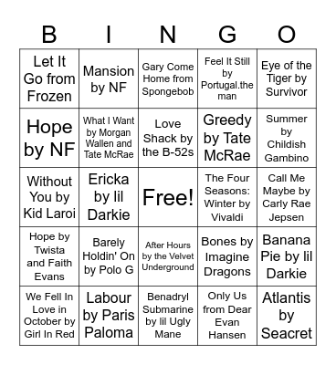 Gaitway High School Bingo Card