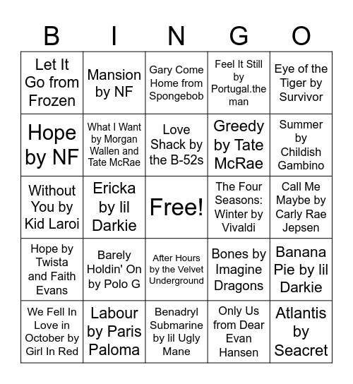 Gaitway High School Bingo Card