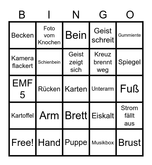 Phasmophobia Bingo Card