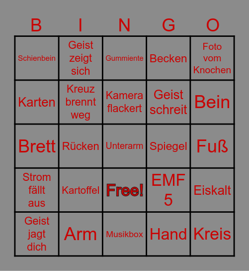 Phasmophobia Bingo Card