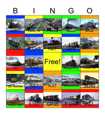 Heritage Railroads that I would like to visit before I head to Arby's with Carmen one day Bingo Card