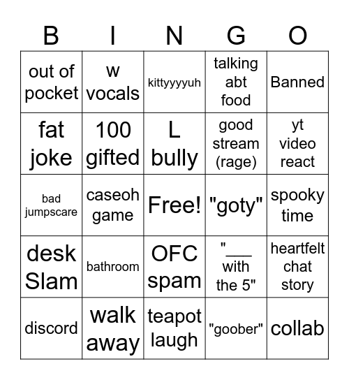 CaseOH Bingo! Bingo Card