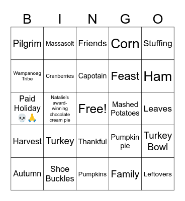 Thanksgiving Bingo Card