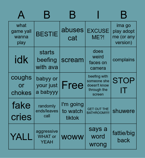 Abbi bingo Card