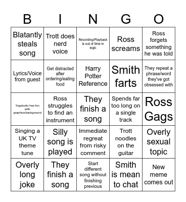 Hat Films Jingle Jam Album Bingo Card Bingo Card