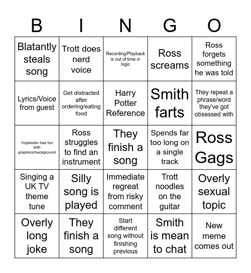 Hat Films Jingle Jam Album Bingo Card Bingo Card