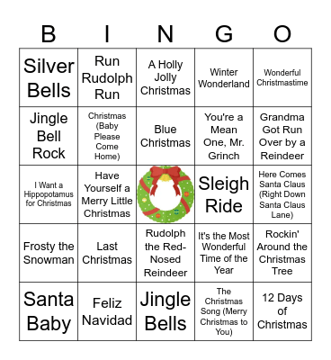 Christmas Jukebox Bingo Card