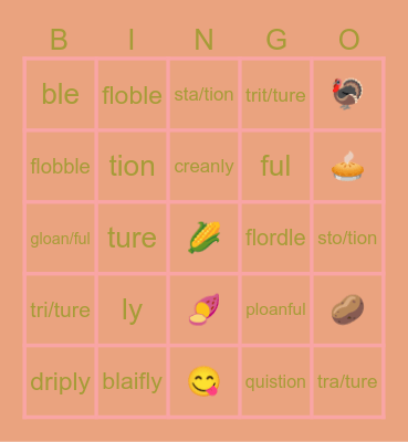 elbell’s thanksgiving board! Bingo Card