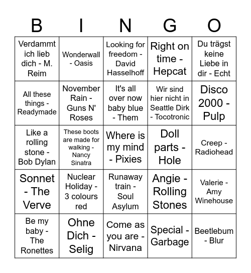 Musik-Bingo Card