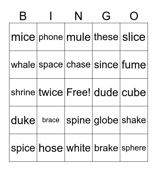 GOBBLE Bingo Card