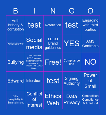 GAMIFIED COMPLIANCE Bingo Card