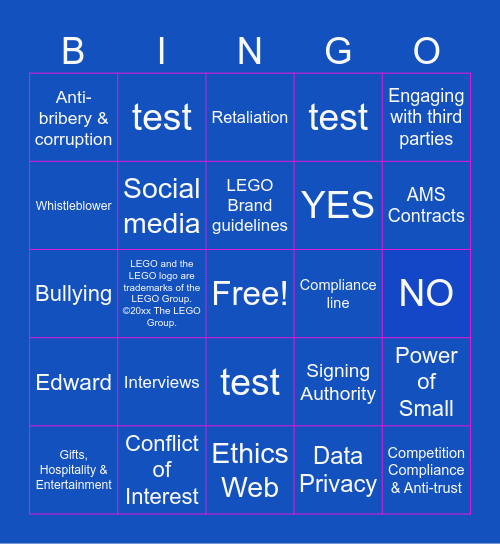 GAMIFIED COMPLIANCE Bingo Card