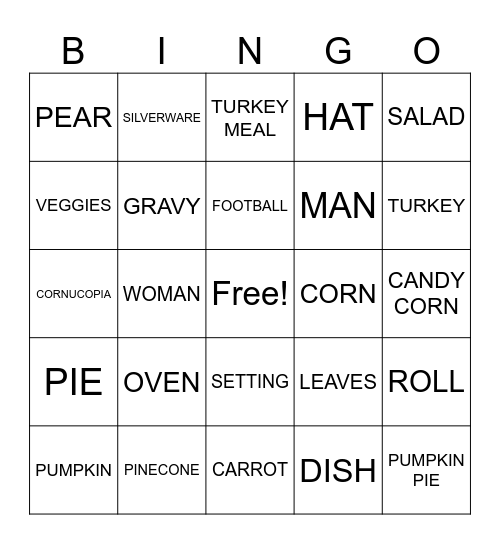 Thanksgiving Bingo Card