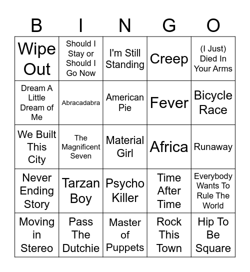 STRANGER THINGS Bingo Card
