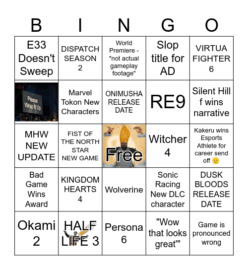 GAME AWARDS 2025 BINGO Card