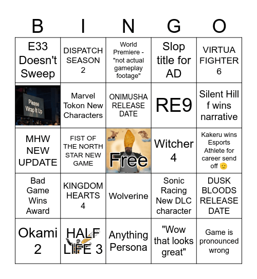GAME AWARDS 2025 BINGO Card