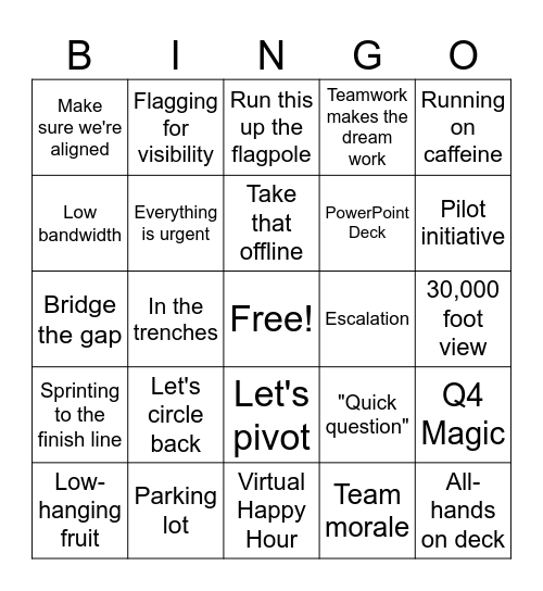 Office Lingo Bingo! Bingo Card
