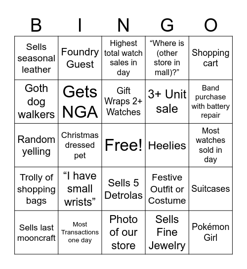 Christmas Bingo Week 4 Bingo Card