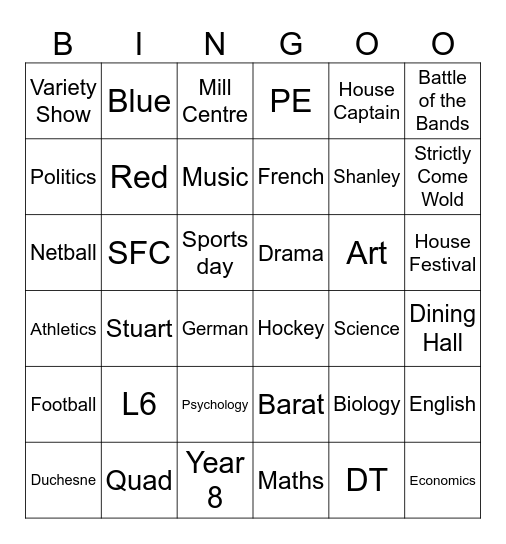 BARAT BINGO Card