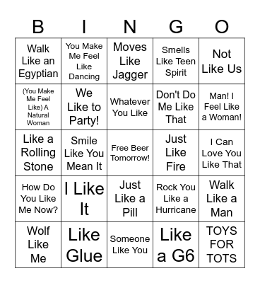 z*LIKE* Bingo Card