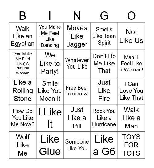 z*LIKE* Bingo Card