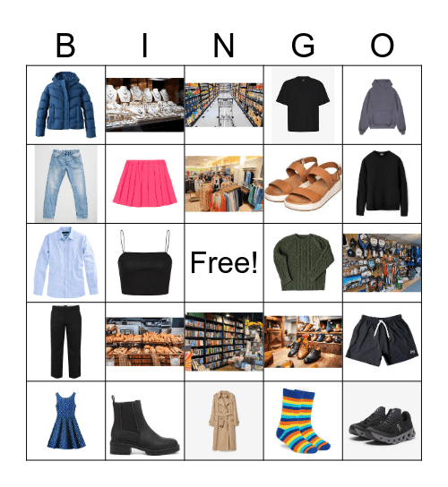 Shops and clothes BINGO Card