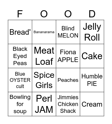 BANDS WHO LOVE Bingo Card