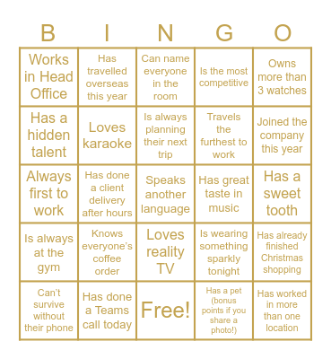 The Hour Glass Bingo Card