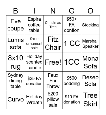 CB2 Black Friday BINGO Card