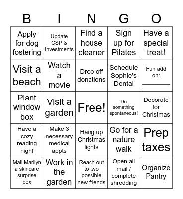 Staycation Bingo Card