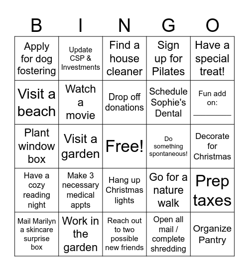 Staycation Bingo Card