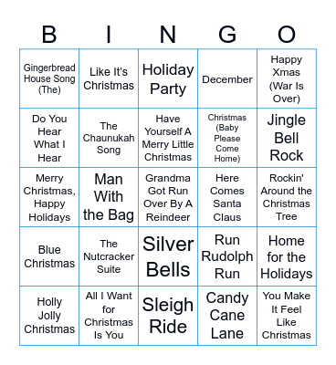HR Holiday Music Bingo Card