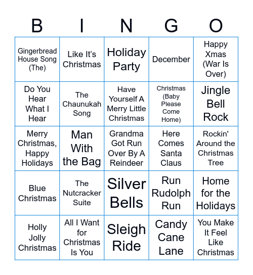 HR Holiday Music Bingo Card