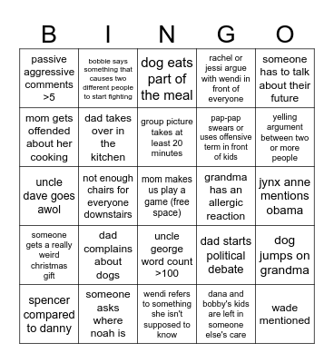 thanksgiving bingo jenkins edition Bingo Card
