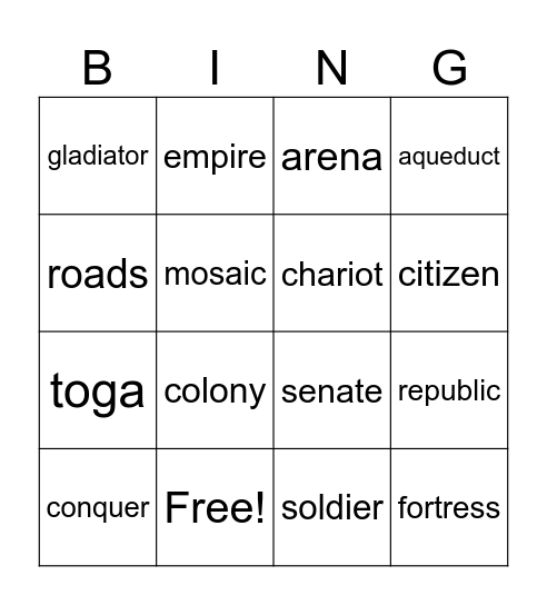 Unit 4 grade 3 bingo Card