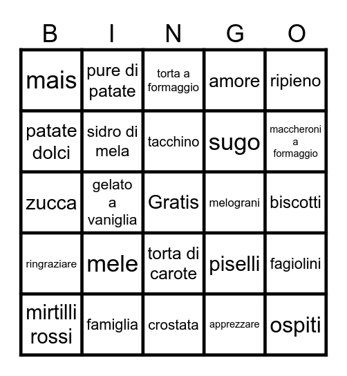 La Tombola del Gobble Gobble Bingo Card