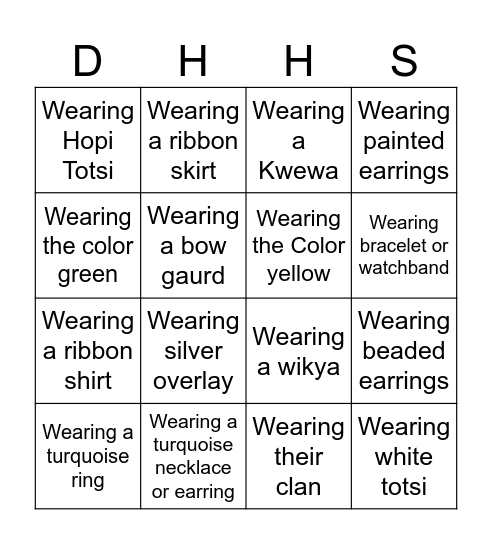 DHHS Mingle Card Bingo Card