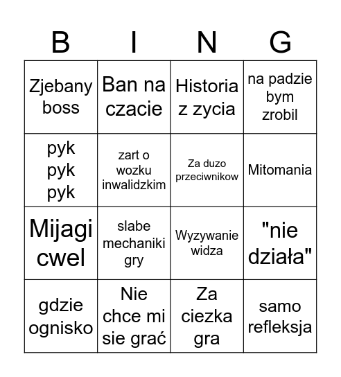 mamon Bingo Card