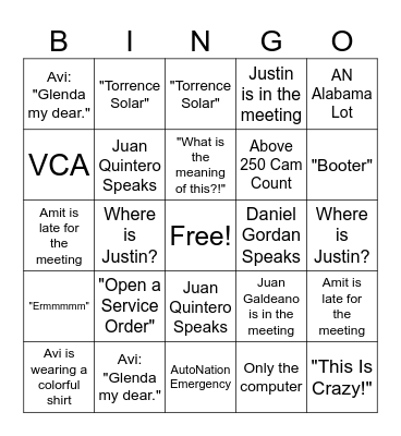 VG Bingo Card