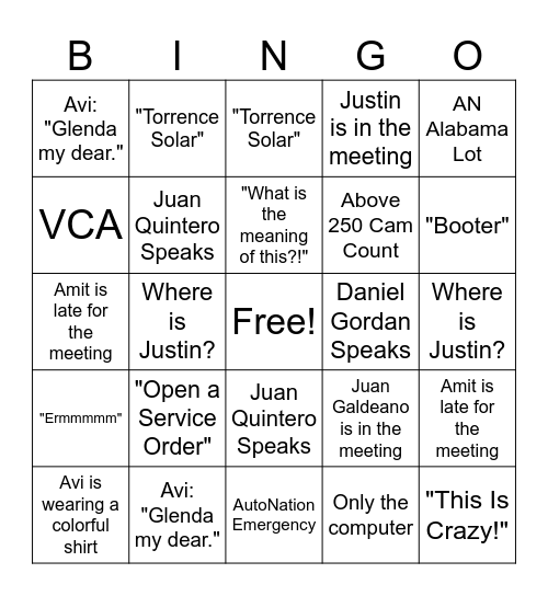 VG Bingo Card