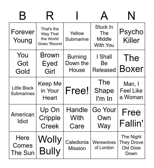 Brian Day Music BINGO Card