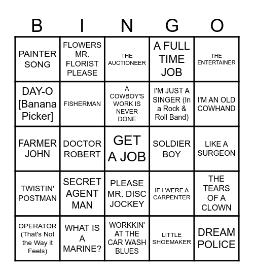 MB # 94  -  IT'S A JOB! Bingo Card