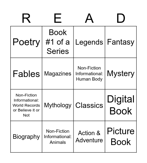 Genre Bingo Card