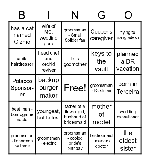 Sumiko & Patrick's Engagement Party Bingo Card