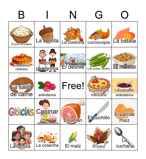 DÍA DE ACCIÓN DE GRACIAS Bingo Card