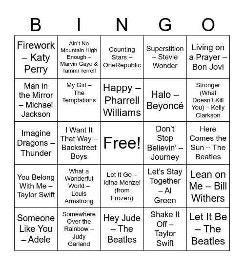 TOP HITS Bingo Card